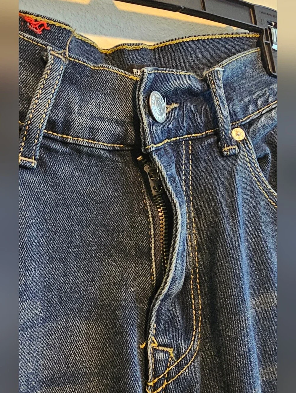 True Religion Ricky Relaxed Straight Dark Blue Jeans Mens 33